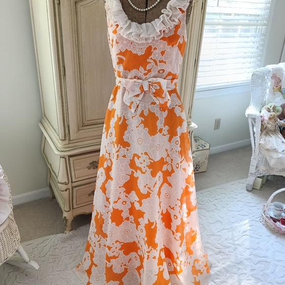 STUNNING 1970S "MISS ELLIETTE" CALIFORNIA MAXI DRESS! LOVELY! - Picture 9 of 17